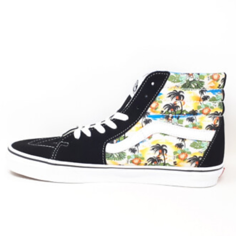 Vans Shoes Men's Size 10.5 Black Aloha Hawaii High Ankle Black Yellow Colorful